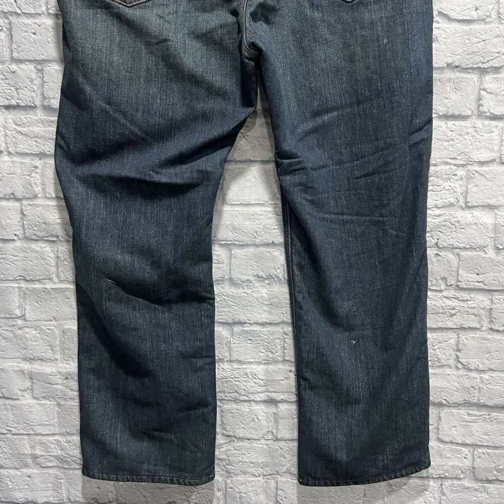Carhartt Men Straight Relaxed Fleece Lined Denim Dark Blue Wash Jeans Size 42X30